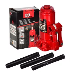   Cric Hidraulic cu Coloană în Valiză de Plastic Big Red T90504D, Capacitate 5 Tone, Capacitate de Încărcare 5000 kg, Dimensiuni Valiză 190x120x110 mm, Înălțime Min/Max 185/355 mm, Distanță de Ridicare 110 mm, Greutate 4,3 kg