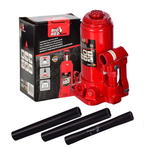 Cric Hidraulic cu Coloană în Valiză de Plastic Big Red T90504D, Capacitate 5 Tone, Capacitate de Încărcare 5000 kg, Dimensiuni Valiză 190x120x110 mm, Înălțime Min/Max 185/355 mm, Distanță de Ridicare 110 mm, Greutate 4,3 kg