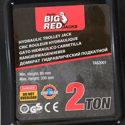 Cric hidraulic Big Red TA82001, Profil Jos, Capacitate 2 Tone, 85-330mm, 11kg