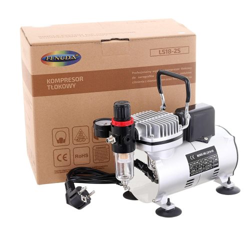Compresor Aerograf cu Ventilator Integrat Fengda AS18-2S pentru Tatuatori și Saloane de Frumusețe