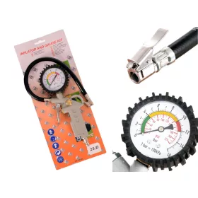   Pistol de Umflare Anvelope Auto cu Conector Robust și Manometru Mecanic CTG-17, Presiune Maximă 16 Bari / 220 PSI, Lungime Furtun 350 mm