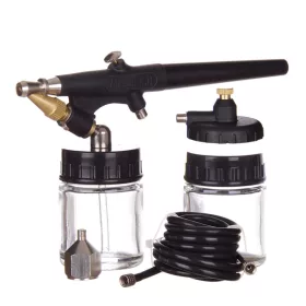   Set Aerograf pentru Modelare cu 2 Rezervoare, Furtun și Duza de 0,8 mm Compatibil cu Compresoare Mari Fengda BD-138