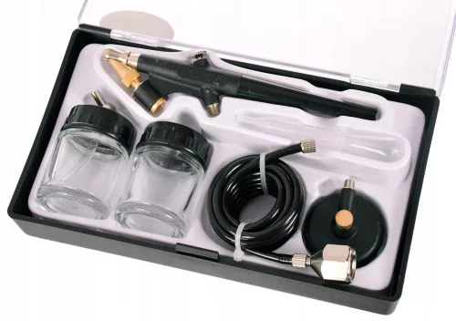 Set Aerograf pentru Modelare cu 2 Rezervoare, Furtun și Duza de 0,8 mm Compatibil cu Compresoare Mari Fengda BD-138