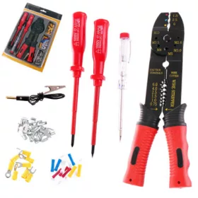  Clește de Crimpare cu Set de Conectori, Șurubelniță și Accesorii