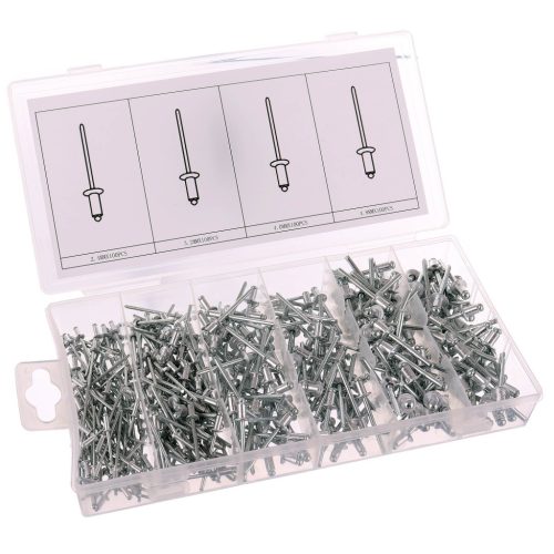 Set de 400 de nituri din aluminiu în cutie de plastic TC Technic JC8007