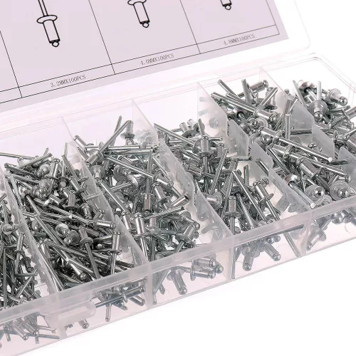Set de 400 de nituri din aluminiu în cutie de plastic TC Technic JC8007