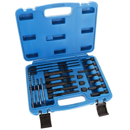 Set de Unelte pentru Îndepărtarea Bujiei Incandescente Rupte în Valiză de Plastic TC Technic SK2079, Compatibil cu Fire de Bujie M8x1.0, M10x1.0 și M10x1.25, Include Tije Filetate M3 x 0,5 și M4 x 0,7, Burghie HSS Ø2,5 x L=120mm și HSS Ø3,2 x L=140mm