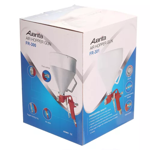 Pistol Pneumatic pentru Vopsit Pereți Exteriori cu Vopsea de Piatră, Chit Lac și Vopsea Latex Auarita FR-301, cu 3 Duze Incluse