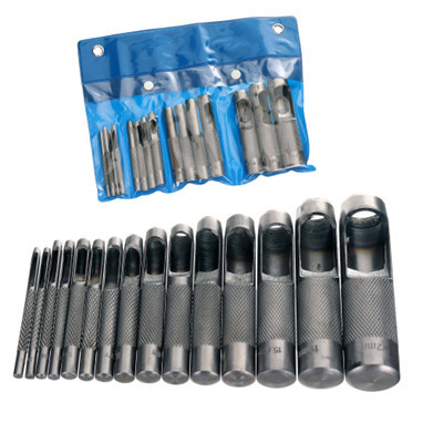 Set Profesional de Perforatoare din Oțel Carbon Călit, 15 Bucăți, 2-22 mm, pentru Piele, Cauciuc și Materiale Moi - Model JC1550