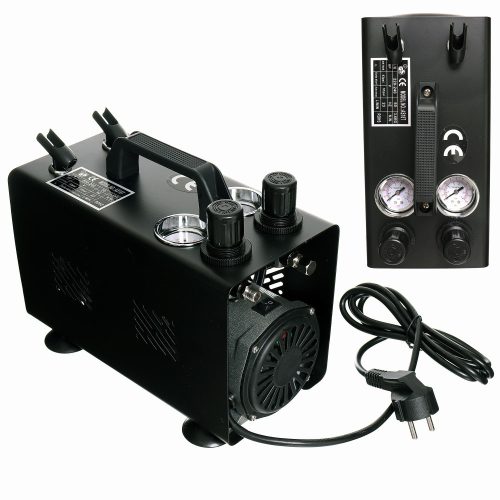 Compresor Silențios Fără Ulei pentru Modelare și Salone de Frumusețe, Compatibil cu 2 Pulverizatoare de Vopsea, Duze 0,2-1,0 mm, Rezervor 1L, Putere 125 W, Debit 20-23 l/min