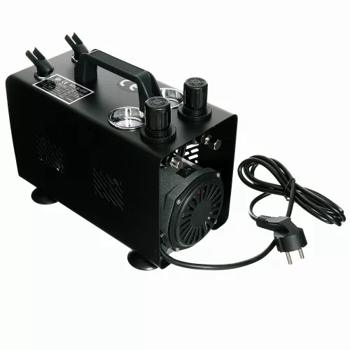 Compresor Silențios Fără Ulei pentru Modelare și Salone de Frumusețe, Compatibil cu 2 Pulverizatoare de Vopsea, Duze 0,2-1,0 mm, Rezervor 1L, Putere 125 W, Debit 20-23 l/min