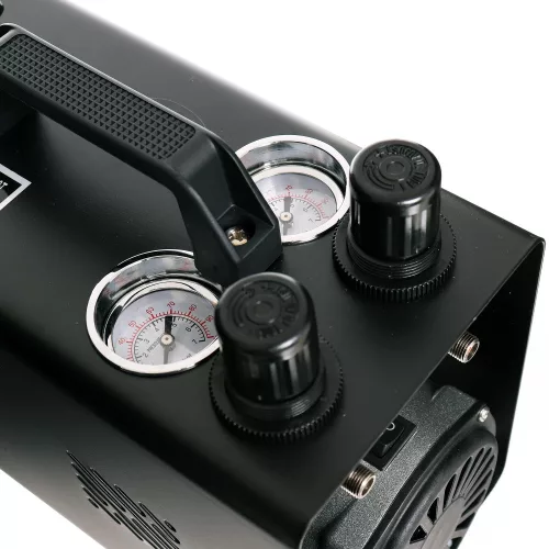 Compresor Silențios Fără Ulei pentru Modelare și Salone de Frumusețe, Compatibil cu 2 Pulverizatoare de Vopsea, Duze 0,2-1,0 mm, Rezervor 1L, Putere 125 W, Debit 20-23 l/min