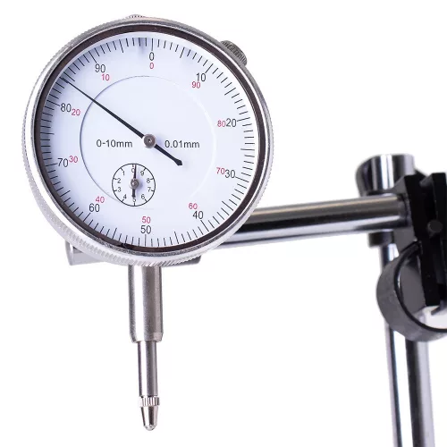 Indicator cu cadran 0,01 mm cu suport magnetic și set de adaptoare