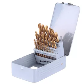   Set de Burghie din Titan cu Suport Metalic TC Technic DR25, Oțel Rapid cu Acoperire de Titaniu-Nitrid, 1-13mm, 25 Piese