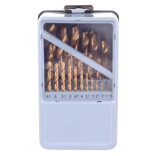 Set de Burghie din Titan cu Suport Metalic TC Technic DR25, Oțel Rapid cu Acoperire de Titaniu-Nitrid, 1-13mm, 25 Piese