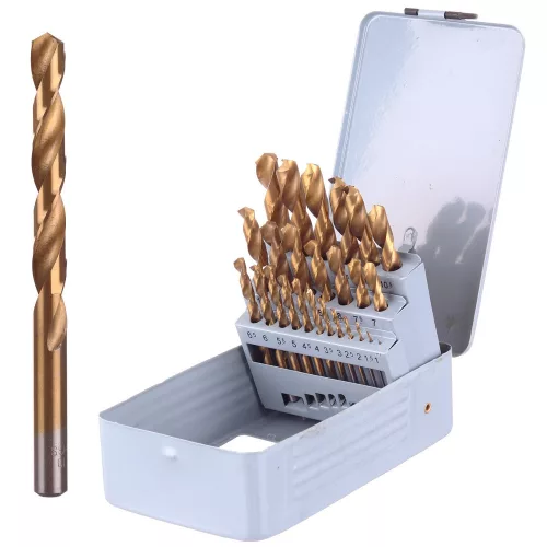 Set de Burghie din Titan cu Suport Metalic TC Technic DR25, Oțel Rapid cu Acoperire de Titaniu-Nitrid, 1-13mm, 25 Piese