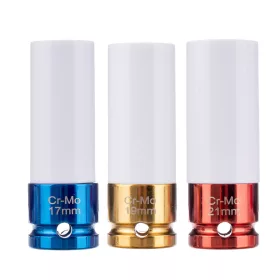   Set Chei Tubulare pentru Jante din Aluminiu, Dimensiuni 17, 19, 21 mm, Conexiune 1/2", Material Crom-Molibden