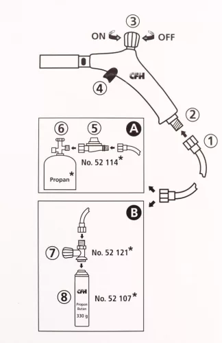 Pistol de Lipit cu Gaz CFH Profi Man PZ2000 52065, cu Aprindere Piezoelectrică și Conexiune Directă la Butelie