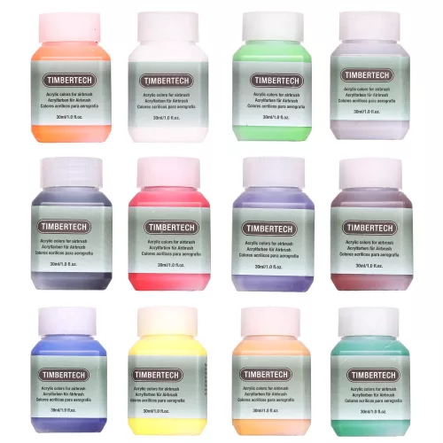 Set Vopsele Acrilice pentru Aerograf 12 Culori 30ml Fengda Timbertech Mix-I