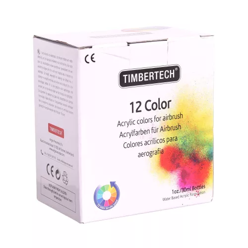 Set Vopsele Acrilice pentru Aerograf 12 Culori 30ml Fengda Timbertech Mix-I