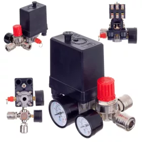   Presostat pentru Compresoare cu Regulator de Presiune și 2 Manometre, 400V, 1/4" Tehnic PL400-2