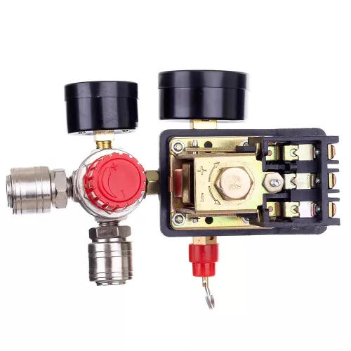 Presostat pentru Compresoare cu Regulator de Presiune și 2 Manometre, 400V, 1/4" Tehnic PL400-2