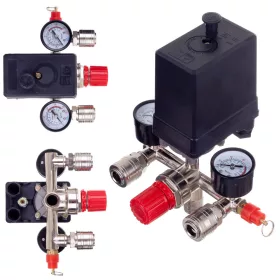   Presostat cu Regulator de Presiune și 2 Manometre 400V 1/2" Tehnic PL-400