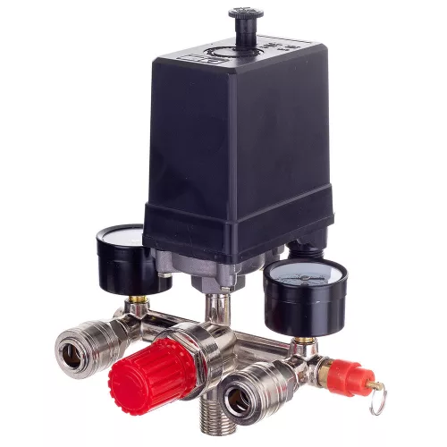 Presostat cu Regulator de Presiune și 2 Manometre 400V 1/2" Tehnic PL-400