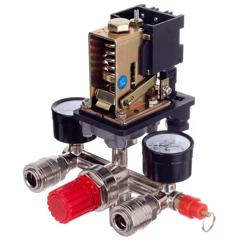 Presostat cu Regulator de Presiune și 2 Manometre 400V 1/2" Tehnic PL-400