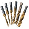 Set de Burghie pentru Filetare M3-M10 (6 Piese) cu Carcasă din Plastic, Oțel de Mare Viteză (HSS) Titaniu TC Technic DN-F1284-1