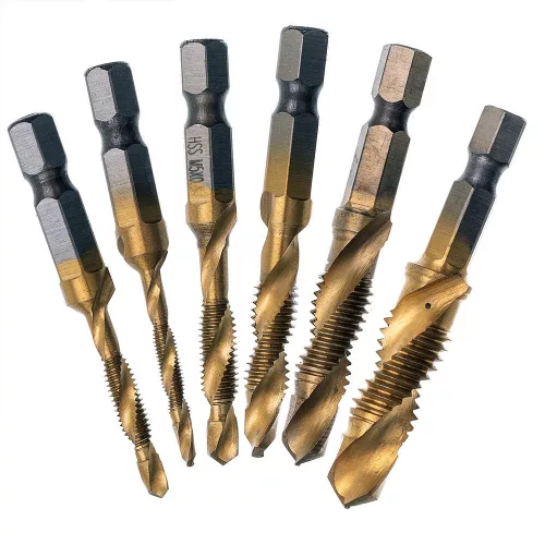 Set de Burghie pentru Filetare M3-M10 (6 Piese) cu Carcasă din Plastic, Oțel de Mare Viteză (HSS) Titaniu TC Technic DN-F1284-1