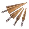 Set de Burghie Trepte pentru Metal, 4 Piese, 3-32mm, Oțel Rapid HSS cu Strat de Titan
