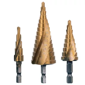   Set de Burghie Conice cu Trepte, Acoperire Titan, în Carcasă de Plastic (3 bucăți) 4-32mm TC Technic F1289