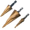 Set de Burghie Conice cu Trepte, Acoperire Titan, în Carcasă de Plastic (3 bucăți) 4-32mm TC Technic F1289