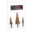 Set de Burghie Conice cu Trepte, Acoperire Titan, în Carcasă de Plastic (3 bucăți) 4-32mm TC Technic F1289