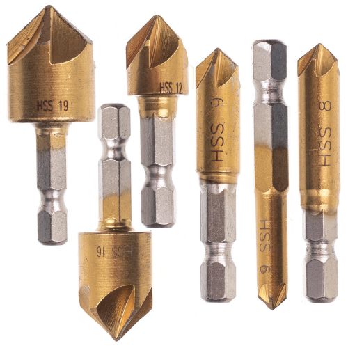Set de Burghie Conice pentru Înecare, 6-19 mm, 6 Piese, Acoperire Titan-Nitrid