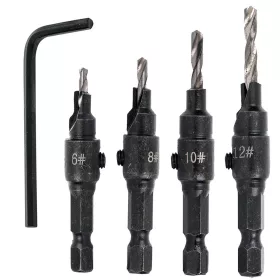   Set Burghie cu Înecare și Conector Bit pentru Găuri de 6-12 mm (4 piese) TC Technic F1286