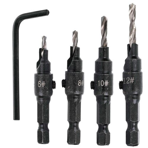 Set Burghie cu Înecare și Conector Bit pentru Găuri de 6-12 mm (4 piese) TC Technic F1286