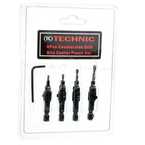 Set Burghie cu Înecare și Conector Bit pentru Găuri de 6-12 mm (4 piese) TC Technic F1286