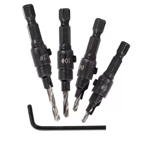 Set Burghie cu Înecare și Conector Bit pentru Găuri de 6-12 mm (4 piese) TC Technic F1286