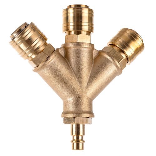 Distribuitor Pneumatic din Alamă cu 3 Conectori Rapizi și 1 Fişă