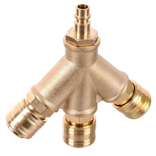 Distribuitor Pneumatic din Alamă cu 3 Conectori Rapizi și 1 Fişă