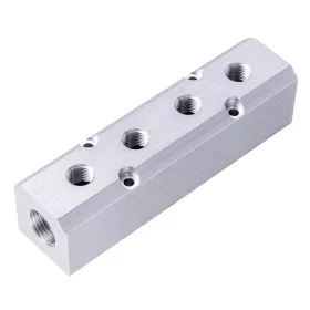   Bloc Distribuție Aer din Aluminiu pentru Pneumatică 2x1/2" 4x1/4" Technic AC0061