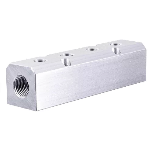 Bloc Distribuție Aer din Aluminiu pentru Pneumatică 2x1/2" 4x1/4" Technic AC0061