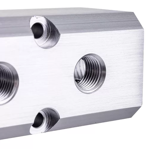 Bloc Distribuție Aer din Aluminiu pentru Pneumatică, 2x1/2" și 5x1/4" - Technic AC0071