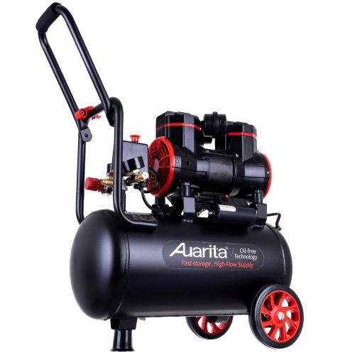 Compresor Multifunțional Fără Ulei Auarita 2-1450F24, 24 Litri, Cu Două Pistoane, Pentru Utilizare Profesională și Hobby