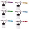 Set Aerograf Profesional Fengda BD-810 cu 6 Pistoale BD-800, Acțiune Dublă, Furtun Compatibil 1/8", Duze 0,35 mm, Rezervor 20 ml