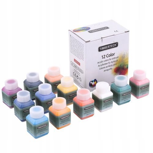 Set Vopsele Acrilice pentru Aerograf 12 Culori 30ml Fengda Timbertech Mix-II