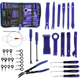   Set Profesional pentru Tapițerie Auto de 40 de Piese TC Technic F3009 - Extractoare, Clești, Instrumente de Îndepărtare Tapițerie și Cleme
