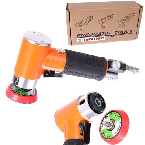 Polizor unghiular pneumatic excentric Technic PT942, diametru disc 50 mm, conector aer 1/4", consum aer 170 l/min, viteză maximă 15000 rotații/min, greutate ~0,7 kg, lungime 160 mm